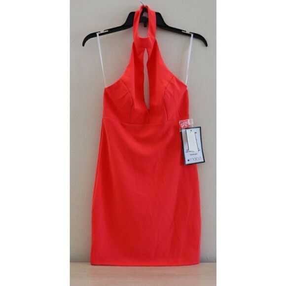 B. Darlin Women's Sz 1/2 Coral Sleeveless Halter Short Party Body Con Dress $54 - Picture 3 of 8